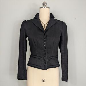 Y2K Ralph Lauren Denim Blazer 8 Black Goth Steampunk Victorian Whimsigoth